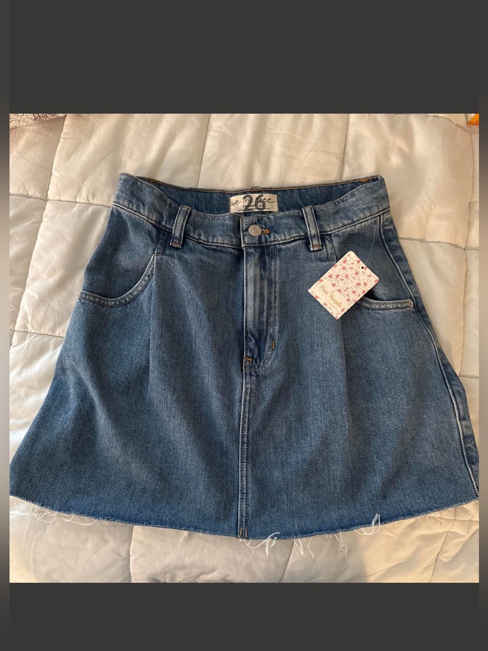 Free People Blue Denim A-Line Skirt